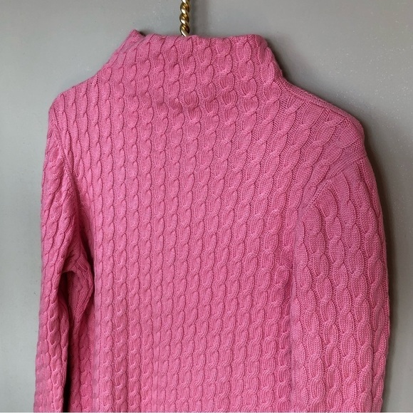 Vintage Pink Cable Knit Silk & Cashmere Turtleneck Sweater L - Picture 4 of 7